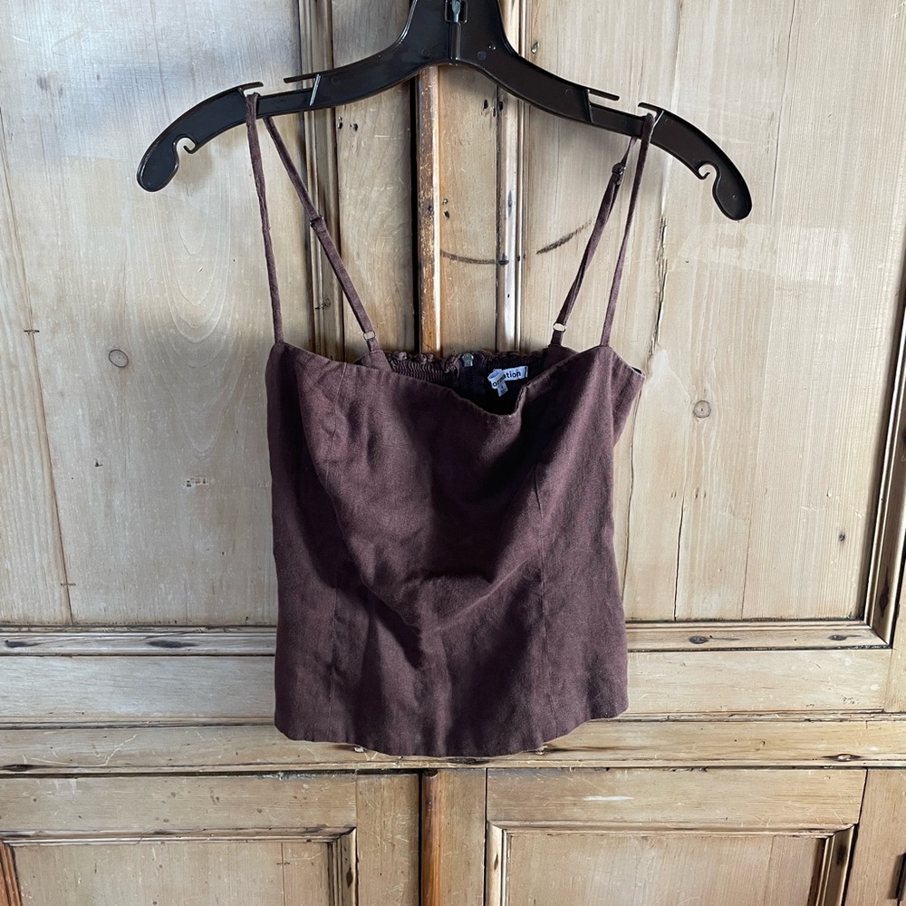 Reformation brown linen top